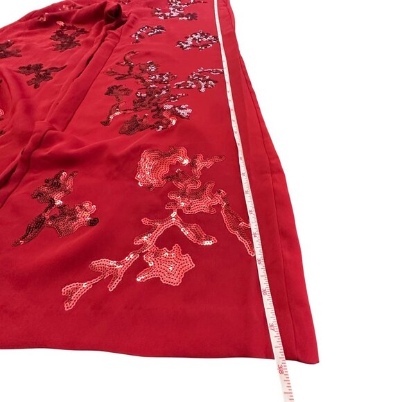 Chico's Pants Size 0 P NWT Red Pull On Sequin Wide Leg Holiday Red Allure Petite - Picture 9 of 12